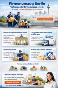 Firmenumzug Berlin mit Pinguin Umzüge professioneller Unternehmensumzug Büro Transport Service