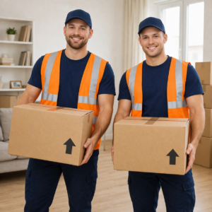 Umzug Köln professionelle Umzugshelfer tragen Kartons sicher und zuverlässig Pinguin Umzüge