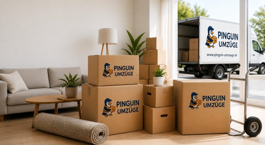 Umzugsservice Berlin mit Umzugskartons und Transport von Pinguin Umzüge